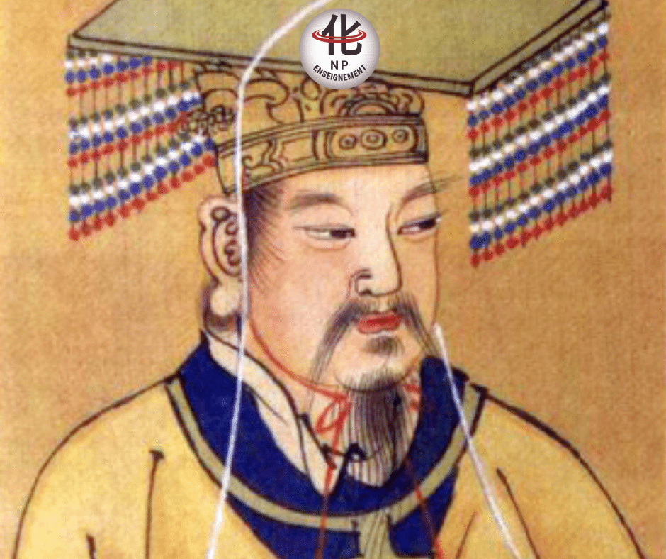 Illustration traditionnelle de l’Empereur Jaune, fondateur mythique de la médecine chinoise, vêtu de sa robe impériale et couronné