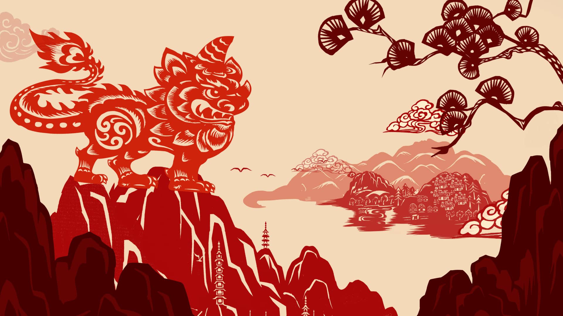 Pétards rouges tradition Nouvel An chinois légende Nian