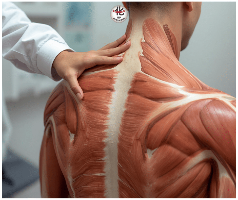 Schéma des méridiens tendino-musculaires JingJin et des chaînes musculaires du corps humain